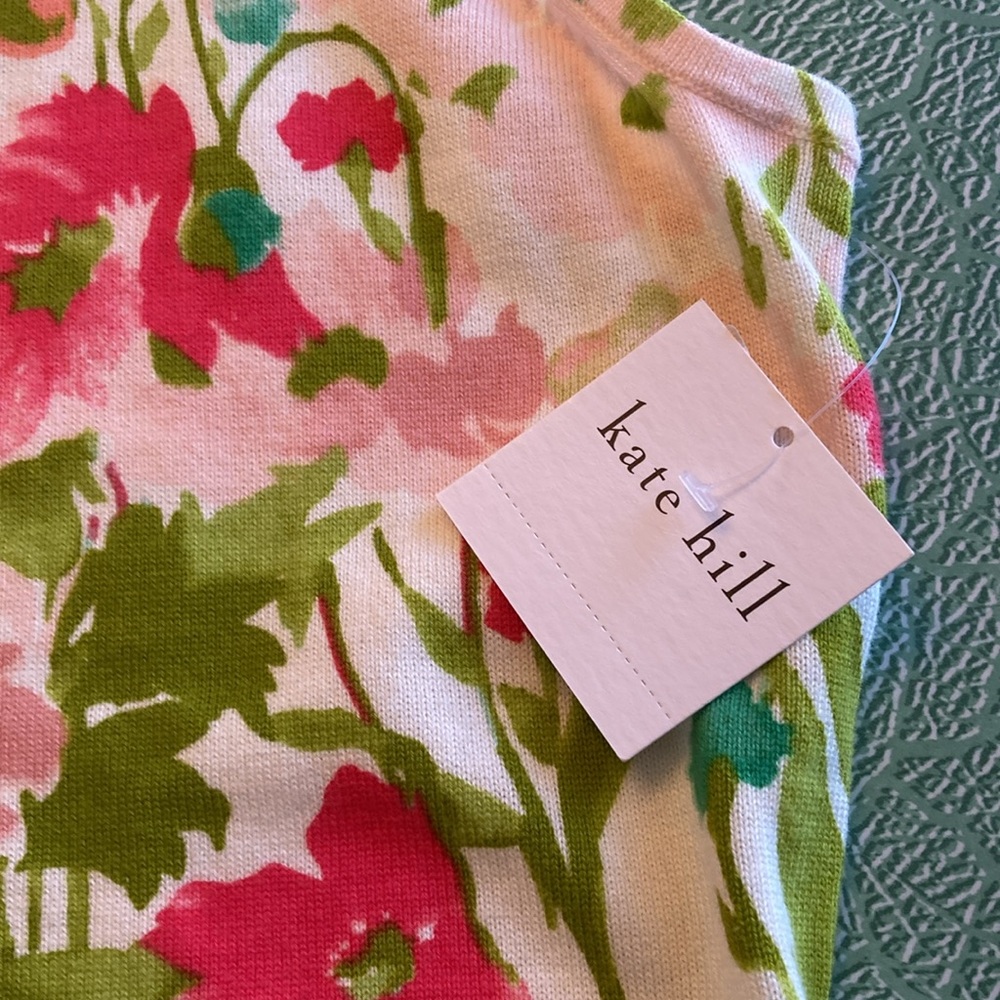 Kate Hill Floral Knit Tank in Pink, Green & Teal - Picture 3 of 6